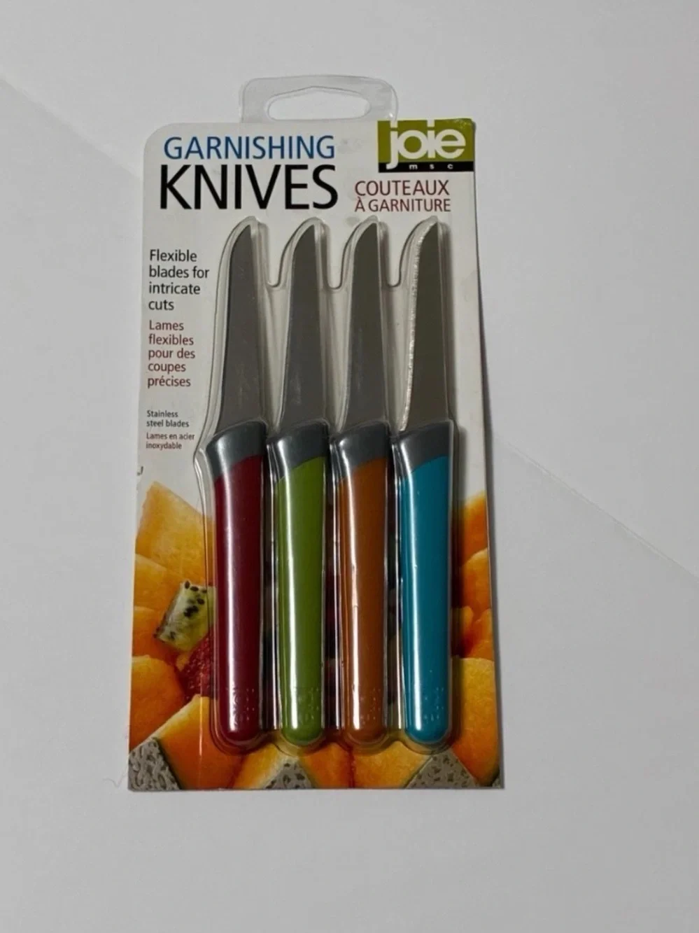 Joie Garnishing Knife Set with Red, Green, Orange & Blue Handles